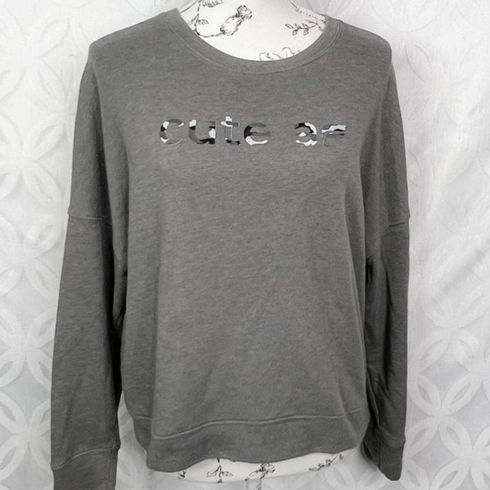 Fabletics Fabletics Women's Black and Grey ‘Cute Af’ Sweatshirt